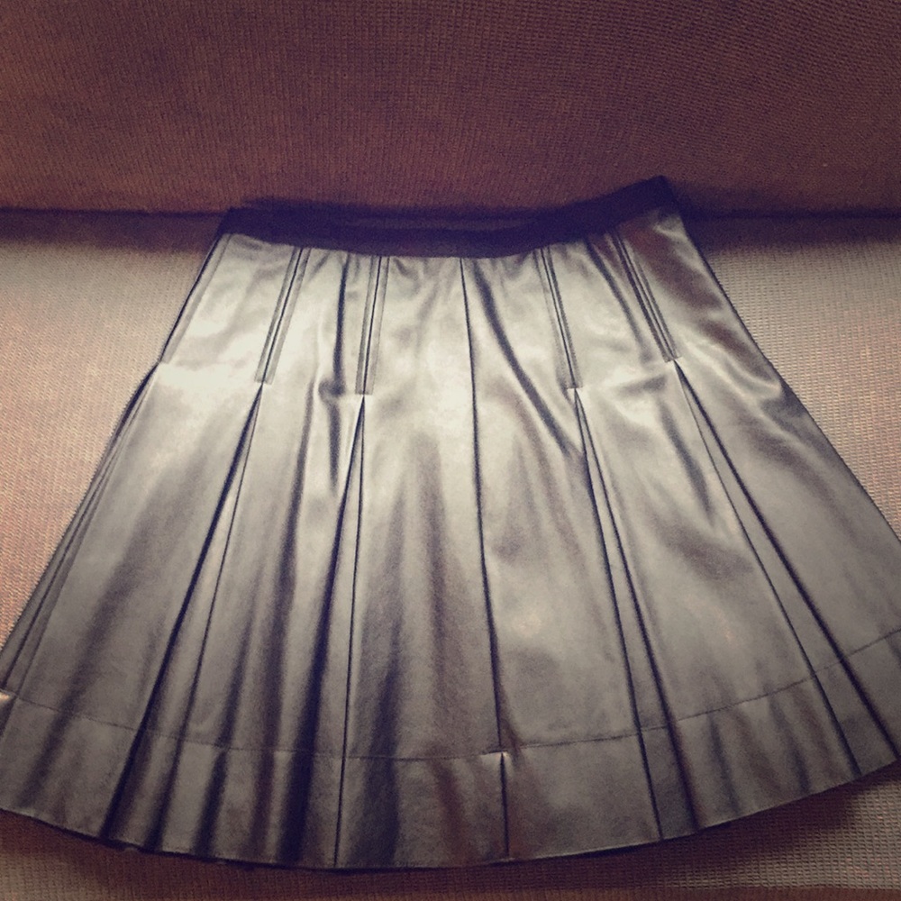 Never worn faux leather pleated skirt